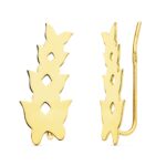 18K PENDIENTES ORO AMARILLO TREPADORES 20X9 MM MARIPOSAS