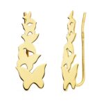 18K PENDIENTES ORO AMARILLO TREPADORES MARIPOSAS 22X9 MM