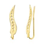 18K PENDIENTES ORO AMARILLO TREPADORES HOJA 22X4 MM