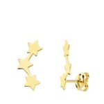 18K PENDIENTES ORO AMARILLO TREPADORES ESTRELLAS 13X4 MM