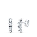 18K PENDIENTES ORO BLANCO CIRCONITA CON GARRAS 9,5X2,5 MM PRESION