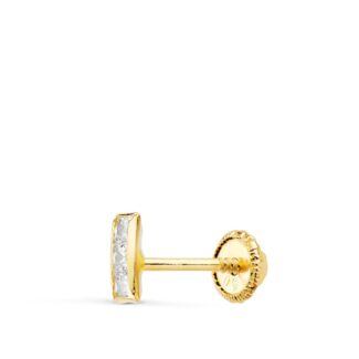 18K PIERCING OREJA ORO AMARILLO BARRITA CIRCONITA BOCEL 5X2 MM (MÍNIMO 3 UNIDAD)