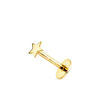 18K PIERCING OREJA ORO AMARILLO ESTRELLA LISA 3,5X3,5 MM