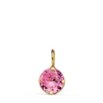 18K COLGANTE ORO AMARILLO REDONDO CON PIEDRA ROSA 6 MM,