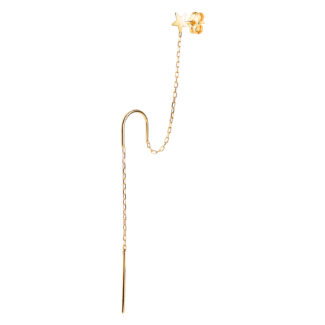 18K PIERCING ORO AMARILLO CADENA Y ESTRELLA PARA 2 AGUJEROS, LARGO: 85 MM (UNIDAD)