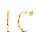 18K PENDIENTES ORO AMARILLO MEDIO ARO ABIERTO 4 TRAMOS BRILLO 19X2MM, CIERRE PRESION