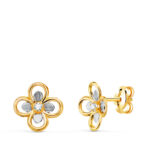 18K PENDIENTES ORO BICOLOR CUATREBOL CON CIRCONITAS, MEDIDA: 8X8 MM, CIERR PRESION