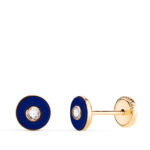 18K PENDIENTES ORO AMARILLO REDONDOS LAPIZLAZULI CON BOCEL CIRCONITA, MEDIDA: 5,5MM, CIERRE TUERCA