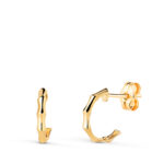 18K PENDIENTES ORO AMARILLO MEDIO ARO BAMBU, MEDIDA: 11X2 MM, CIERRE PRESION