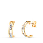 18K PENDIENTES ORO BICOLOR MEDIO ARO ESLABONES CON CIRCONITAS, MEDIDA: 13 X 3,5MM, CIERRE PRESION