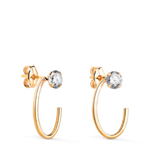 18K PENDIENTES ORO AMARILLO OVAL ABIERTO CON CIRCONITA, MEDIDA: 15 X 9 MM, CIERRE PRESION