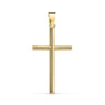 18K CRUZ ORO AMARILLO PALO LISO HUECO 26X15X2 MM