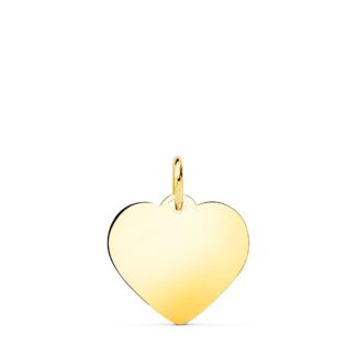 18K PLACA CHAPA ORO AMARILLO CORAZON LISO EN BRILLO 16X16 MM
