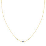 18K GARGANTILLA ORO AMARILLO COLGANTE AGUAMARINA 5X3MM CADENA FORZADA 42CM