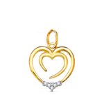 18K COLGANTE ORO BICOLOR DOBLE CORAZON CON CIRCONITA 15X14 MM