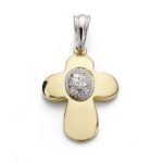 18K CRUZ BICOLOR CIRCONITA 23X17 MM
