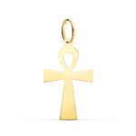 18K COLGANTE ORO AMARILLO BRILLO CRUZ DE LA VIDA 28 X 16 MM