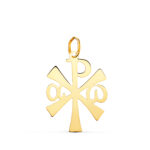 18K COLGANTE ORO AMARILLO CRUZ CRISMON BRILLO 22 X 14 MM