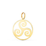 18K COLGANTE ORO AMARILLO REDONDO TRISQUEL EN BRILLO 20 MM