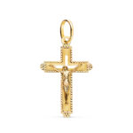 18K CRUZ ORO AMARILLO CON CRISTO TALLADA 27 X 17 MM