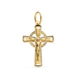 18K CRUZ ORO AMARILLO CON CRISTO TALLADA 28 X 18 MM
