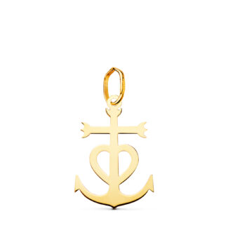 18K CRUZ DE LA CAMARGA ORO AMARILLO EN BRILLO, 17 X 12 MM