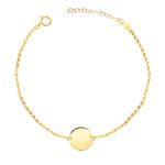 18K PULSERA ORO AMARILLO DISCO EN BRILLO REDONDO 12 MM, LARGO: 18 3 CM