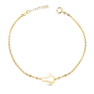 18K PULSERA ORO AMARILLO SILUETA VIRGEN ROCIO 14X11 MM, LARGO: 15+2 CM