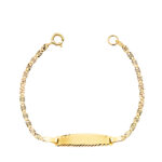 18K ESCLAVA ORO AMARILLO TALLADO MACIZO 1,5MM, PLACA CHAPA: 19X4MM, LARGO 11,5 CM