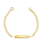 18K ESCLAVA ORO AMARILLO BARBADA HUECA, ANCHO: 2MM, PLACA CHAPA: 19X4MM, LARGO 12CM