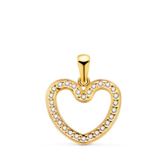 18K COLGANTE ORO AMARILLO CORAZON CERCO CON CIRCONITA 16X14,5 MM