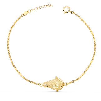18K PULSERA ORO AMARILLO CON VIRGEN DEL ROCIO 17X12 MM, LARGO: 18 3 CM