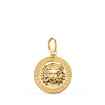 18K MEDALLA ORO AMARILLO MEDUSA GRECA EN BRILLO, MEDIDA: 15 MM