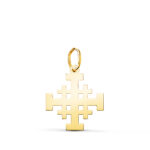 18K COLGANTE ORO AMARILLO CRUZ DE JERUSALEN SILUETA EN BRILLO, 17 X 15 MM