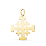 18K COLGANTE ORO AMARILLO CRUZ DE JERUSALEN SILUETA EN BRILLO, 22 X 20 MM
