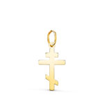 18K COLGANTE ORO AMARILLO CRUZ ORTODOXA SILUETA EN BRILLO, 18 X 10 MM