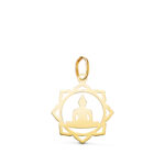 18K COLGANTE ORO AMARILLO BUDA CERCO CALADO EN BRILLO, MEDIDA: 18 X 15,5 MM