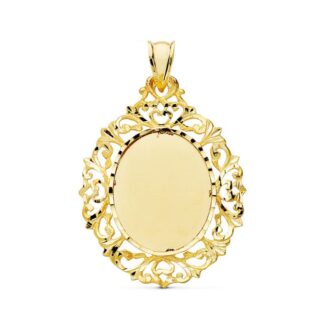 18K PLACA CHAPA ORO AMARILLO CERCO CALADO 40X30 MM