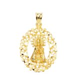 18K MEDALLA ORO AMARILLO VIRGEN DESAMPARADOS CERCO CALADO 28X21 MM