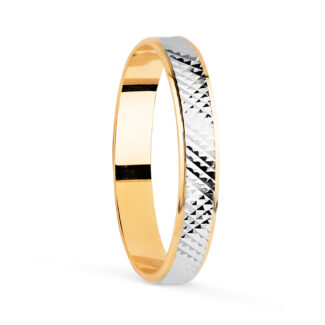 18K ALIANZA ORO BICOLOR TALLADA Y BORDES EN BRILLO 3 MM