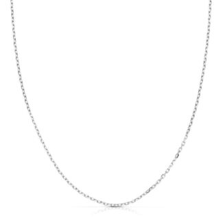 18K CADENA MACIZA ORO BLANCO FORZADA 50CM ANCHO 1 MM
