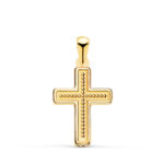 18K CRUZ ORO AMARILLO CON INTERIOR DE BOLITAS, 19 X 13 MM