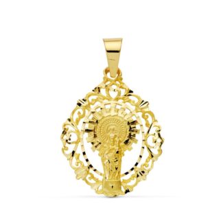 9K MEDALLA ORO AMARILLO VIRGEN PILAR ORLA 36X28 MM
