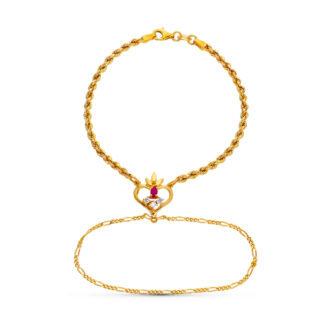 18K PULSERA ORO AMARILLO INDIA RUBI CORAZON