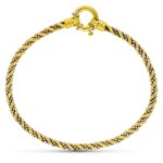 18K PULSERA CORDON ORO BICOLOR CON CADENAS Y BOLITAS, 3,5M