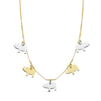 18K GARGANTILLA BICOLOR ELEFANTES 42CM