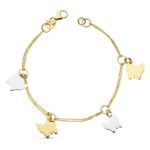 18K PULSERA BICOLOR MARIPOSAS 19,5CM