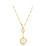 18K GARGANTILLA ORO BICOLOR CIRCULOS Y FLOR 45CM