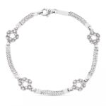 18K PULSERA ORO BLANCO FLORES ANCHO 8 MM LARGO 19,5 CM