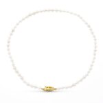 18K GARGANTILLA PERLA CULTIVADA BROCHE TIMON ORO AMARILLO 40CM